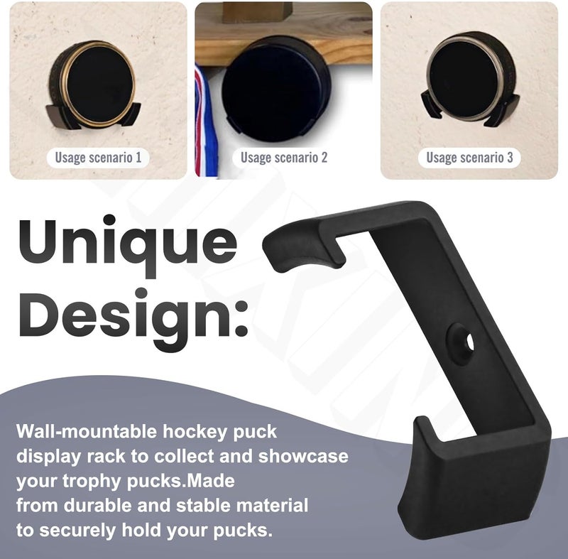 ZHIXING Hockey Puck Wall Mount Display (4 Pack) Hockey Puck Wall Rack Holder Brackets for Collectible Pucks & Game Winning Pucks, Wall-Mountable, Holder for all Hockey Pucks - Image 3